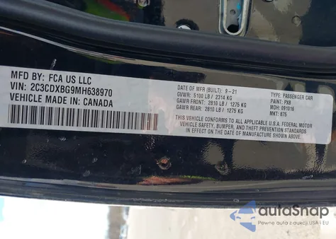 2021 Dodge Charger Sxt Rwd from USA, damaged, VIN 2C3CDXBG9MH638970